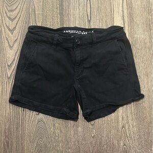American Eagle Midi Shorts Mid-Rise Super Stretch Cotton Blend Black Size 4